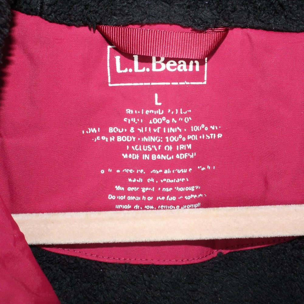 LL Bean Red Nylon Hooded Lined Warmer Winter Jacket Size L Reg - Picture 4 of 9